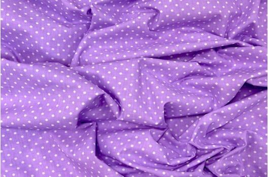 Польский хлопок, Белый горох мелкий на фиолетовом, 160 см