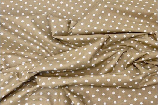 Польский хлопок, Белый горох крупный на темно-бежевом, 160 см