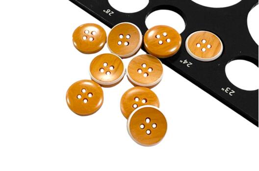 Пуговица пластик NE210, 4 прокола, рыжая, 15 мм