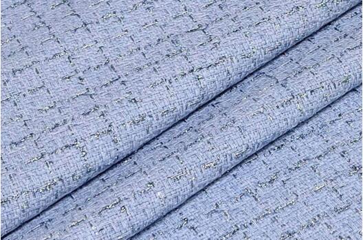 Костюмный Твид в стиле Шанель, голубой, Турция