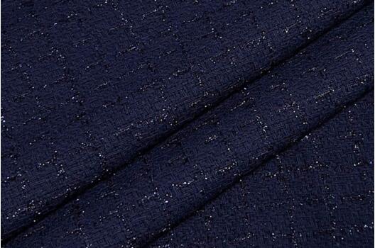 Костюмный Твид в стиле Шанель, темно-синий, Турция