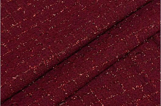 Костюмный Твид в стиле Шанель, бордовый, Турция