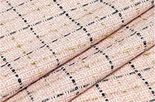 Костюмный Твид в стиле Шанель, бело-пудровый, Турция