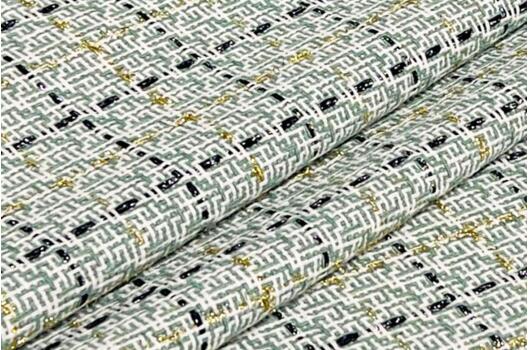 Костюмный Твид в стиле Шанель, бело-мятный, Турция