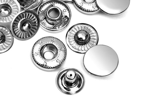 Кнопки нержавеющая сталь ALFA (S-образная) 15 мм, никель, уп.10 шт.