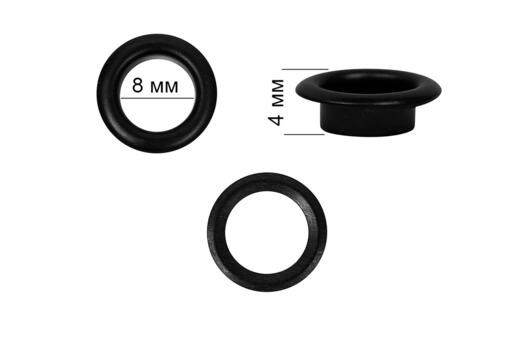 Люверсы для одежды №5 (8 мм), сталь, оксид (матовый черный), 10 шт.