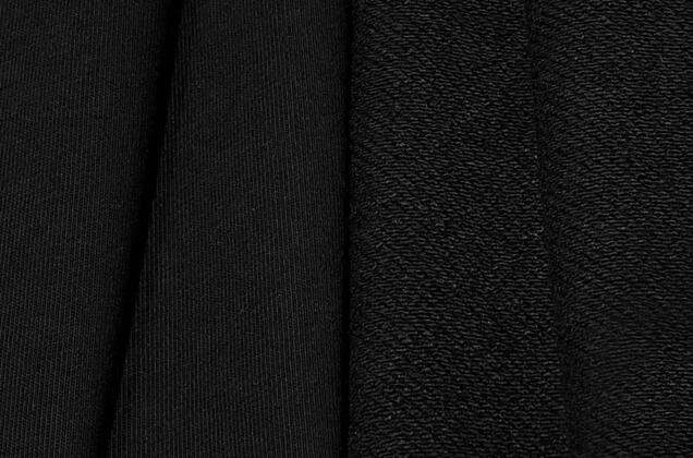 Футер 3-нитка петля диагональ YEDA, глубокий черный, 390 гр/м2 1