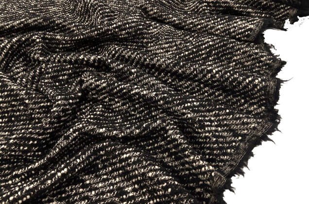 Пальтовая шерсть букле (91326), черно-бежевое, Италия 1