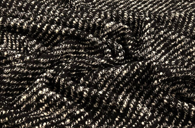 Пальтовая шерсть букле (91326), черно-бежевое, Италия 2