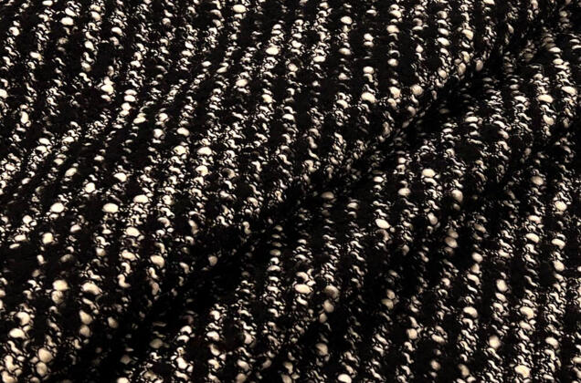 Пальтовая шерсть букле (91326), черно-бежевое, Италия 3