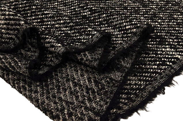 Пальтовая шерсть букле (91326), черно-бежевое, Италия 4