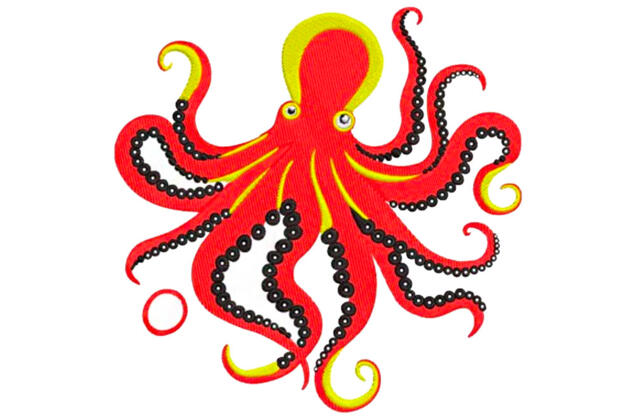 Машинная вышивка, Танцующий осьминог