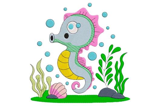 Машинная вышивка, Морской конек