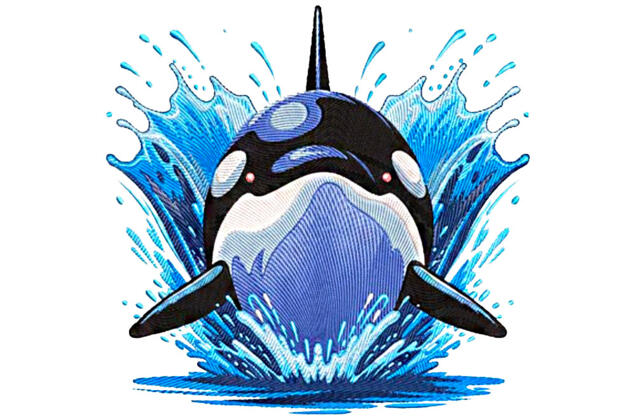 Машинная вышивка, Касатка выныривает