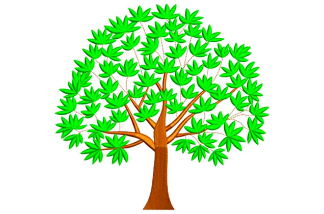 Машинная вышивка, Дерево