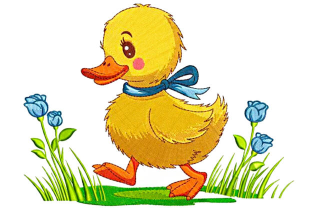 Машинная вышивка, Утенок на прогулке