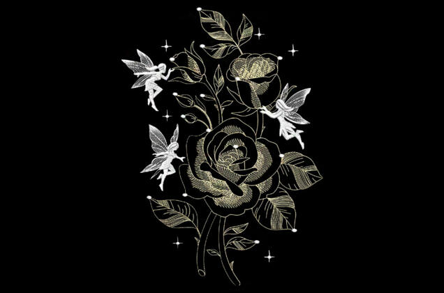 Машинная вышивка, Феи и розы