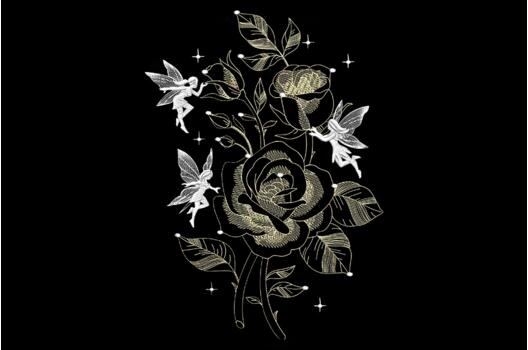 Машинная вышивка, Феи и розы