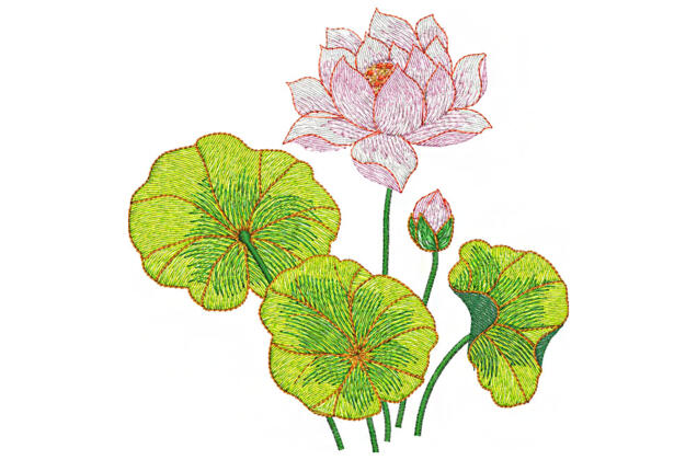 Машинная вышивка, Цветок лотоса