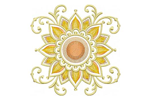 Машинная вышивка, Солнечный цветок орнамент