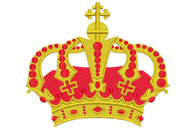 Машинная вышивка, Корона красная