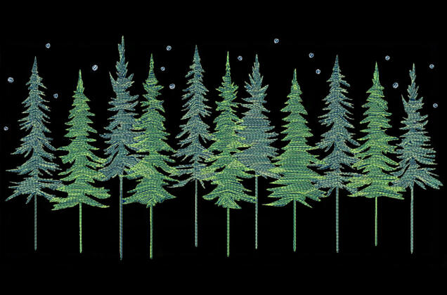 Машинная вышивка, Еловый лес