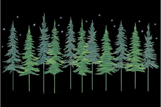 Машинная вышивка, Еловый лес
