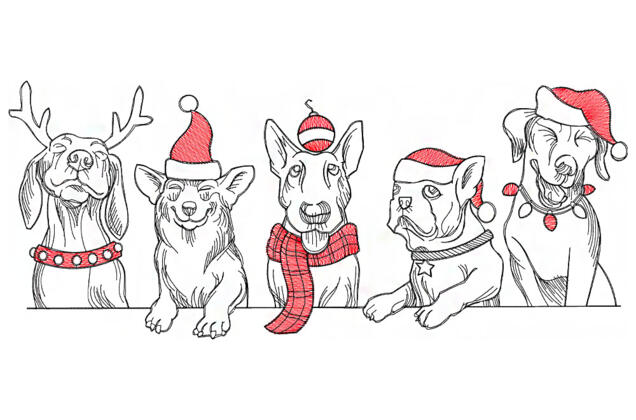 Машинная вышивка, Новогодние песики