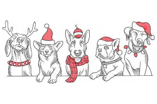 Машинная вышивка, Новогодние песики