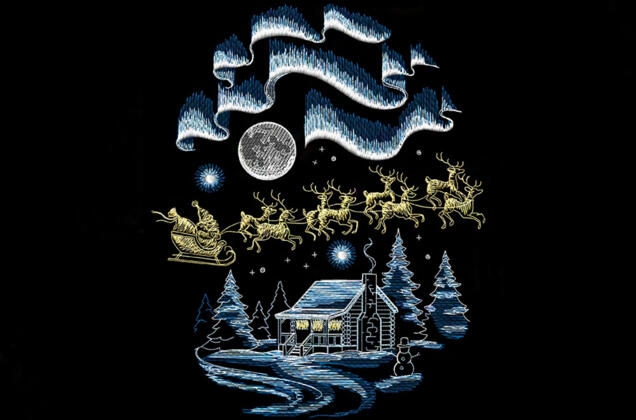 Машинная вышивка, Санта на оленях