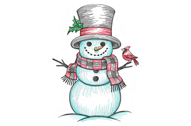 Машинная вышивка, Снеговик
