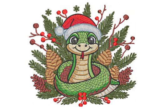 Машинная вышивка, Новогодняя змейка