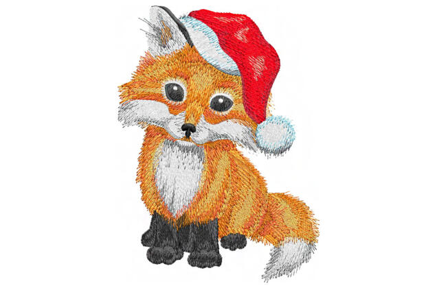 Машинная вышивка, Новогодний лисенок