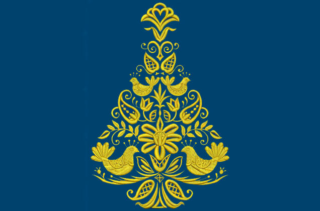 Машинная вышивка, Елка узорная