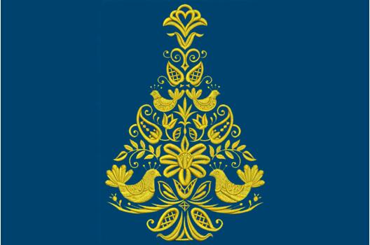 Машинная вышивка, Елка узорная