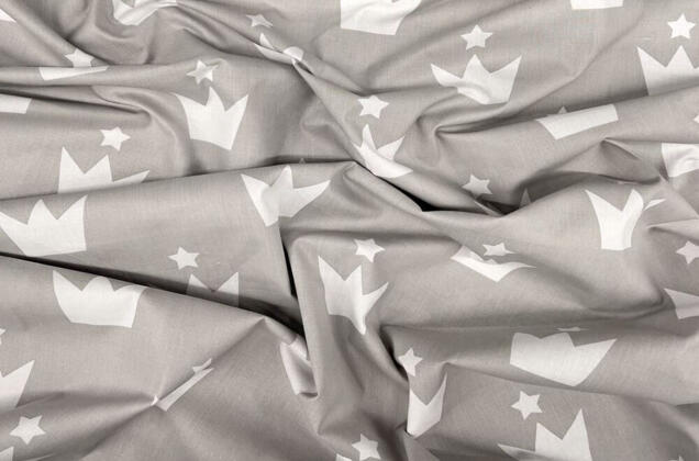 Польский хлопок, Короны на светло-сером, 160 см