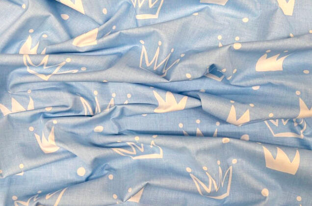 Польский хлопок, Короны на голубом, 160 см Польский хлопок, Короны на голубом, 160 см
