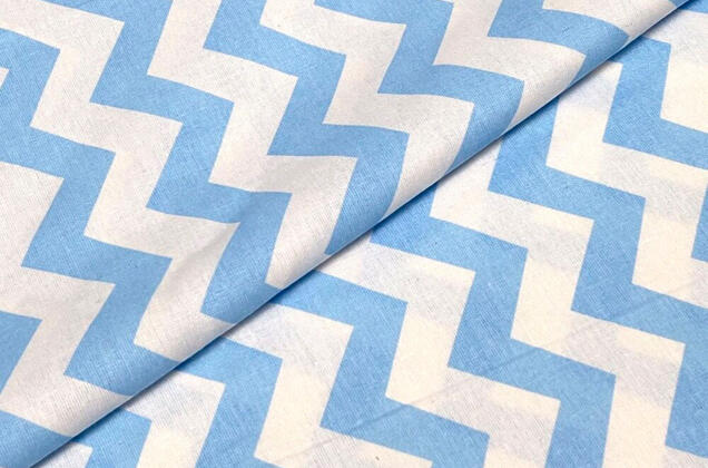 Польский хлопок, Зигзаг бело-голубой, 160 см 1