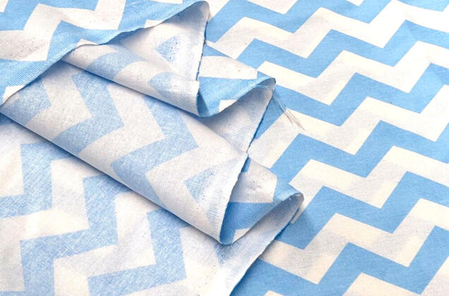 Польский хлопок, Зигзаг бело-голубой, 160 см 3