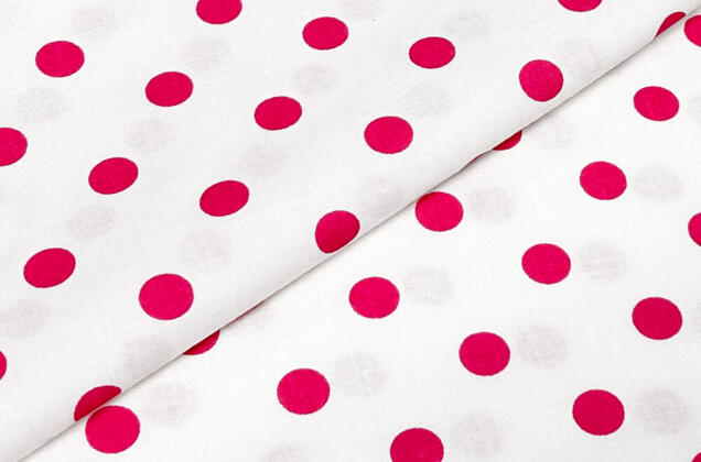 Польский хлопок, Розовый горох крупный на белом, 160 см Польский хлопок, Розовый горох крупный на белом, 160 см