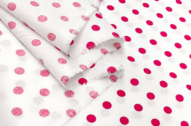 Польский хлопок, Розовый горох крупный на белом, 160 см 3 Польский хлопок, Розовый горох крупный на белом, 160 см 3