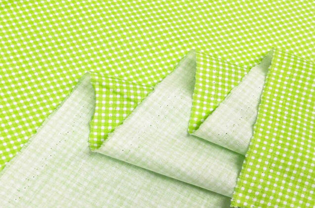 Польский хлопок, Ярко-салатовая клеточка мелкая, 160 см 3 Польский хлопок, Ярко-салатовая клеточка мелкая, 160 см 3