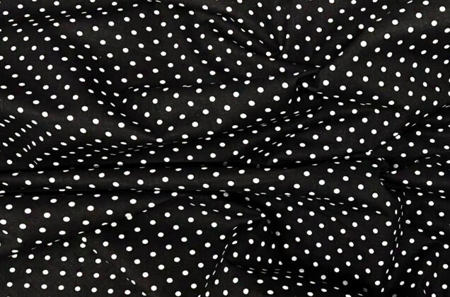 Польский хлопок, Мелкий горох белый на черном, 160 см