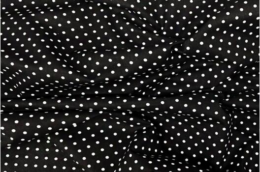 Польский хлопок, Мелкий горох белый на черном, 160 см