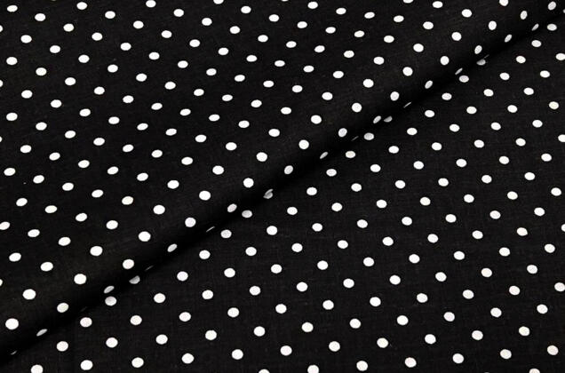 Польский хлопок, Мелкий горох белый на черном, 160 см 1