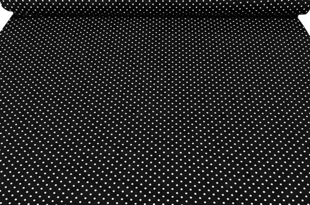 Польский хлопок, Мелкий горох белый на черном, 160 см 2