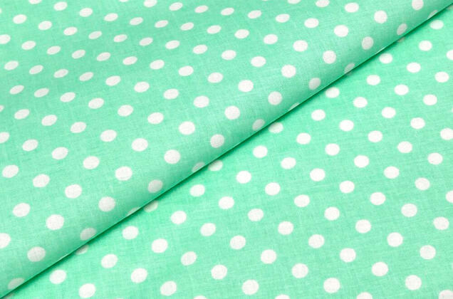 Польский хлопок, Белый горох на мятном, 160 см Польский хлопок, Белый горох на мятном, 160 см