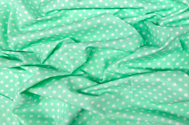 Польский хлопок, Белый горох на мятном, 160 см 1 Польский хлопок, Белый горох на мятном, 160 см 1