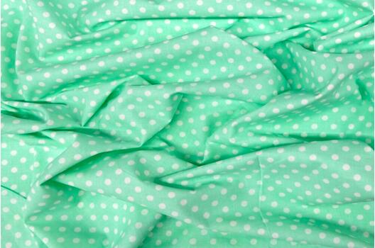 Польский хлопок, Белый горох на мятном, 160 см