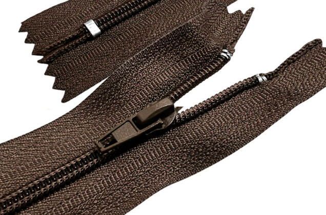 Молния брючная, автомат, №4, неразъемная, коричневая (F304), 20 см, Китай